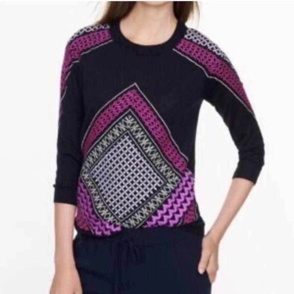 J. Crew Women's Embroidered Merino Wool Sweater